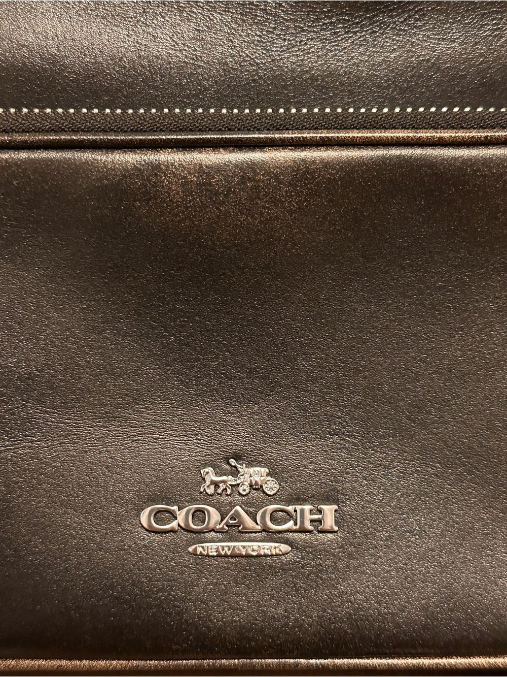 COACH Brown Leather Shoulder Bag with Front & Side Pockets - Picture 4 of 9